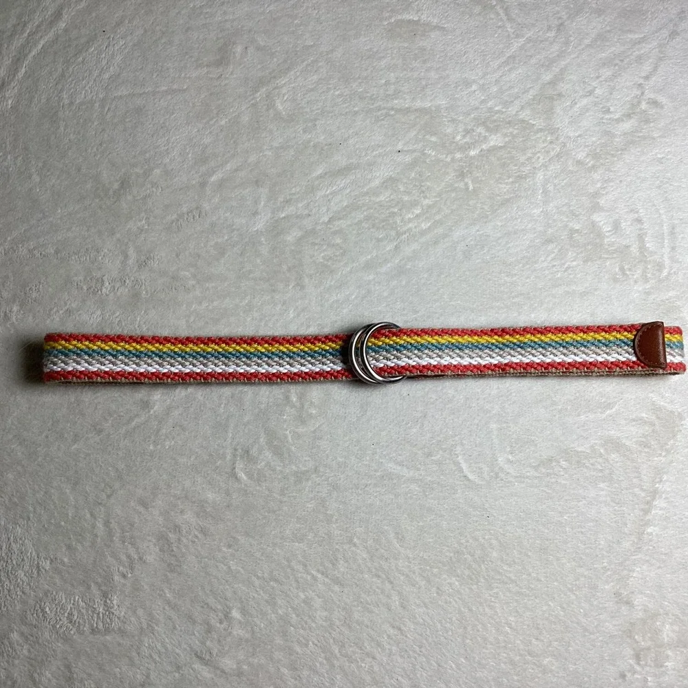 Reversible O-Ring Belt Rainbow Stripe Khaki Canvas‎ RLJ8300998L Large